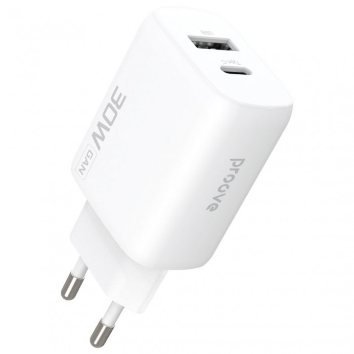 Мережевий зарядний пристрій Proove Silicone Power 2 30W (Type-C + USB) White (WCSP23110002)