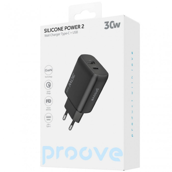 Мережевий зарядний пристрій Proove Silicone Power 2 30W (Type-C + USB) White (WCSP23110002)