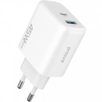 Мережевий зарядний пристрій Proove Silicone Power 2 45W (Type-C+USB) White (WCSP24110002)