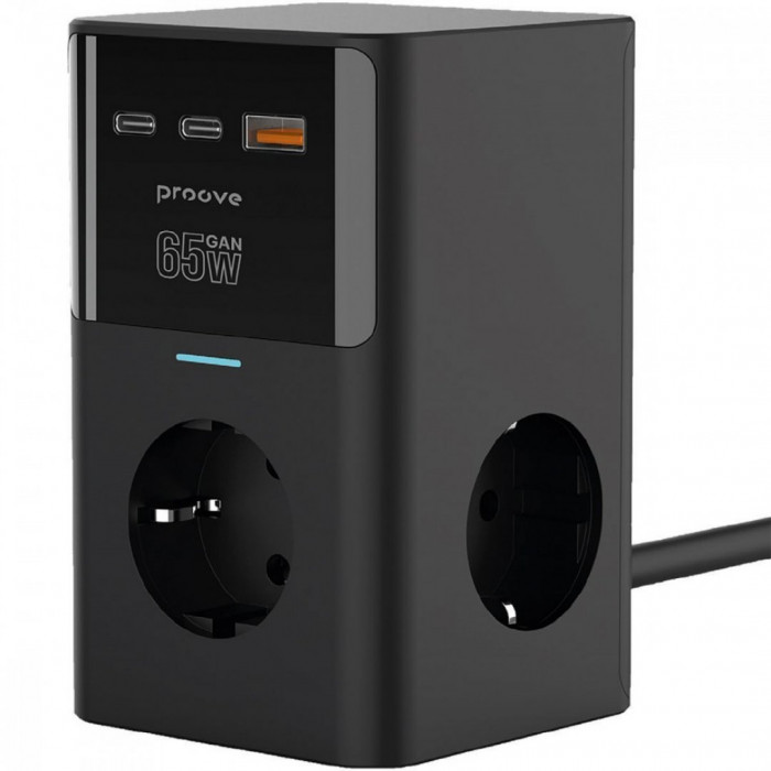 Мережевий фільтр Proove Power Cube 65W (3xAC + 2xType-C + 1xUSB) 1.5m Black (PSPC36801201)
