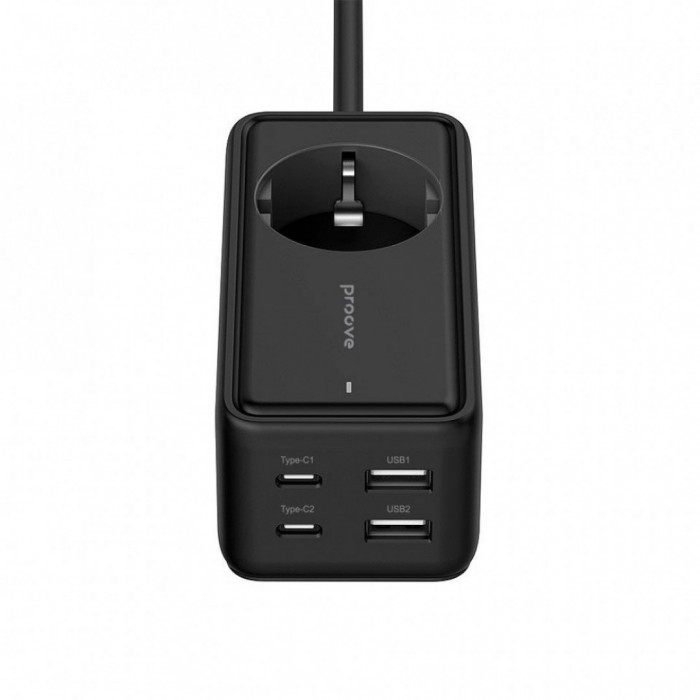 Мережевий фільтр Proove Power Strip Homester PD-03 1AC 65W (2 Type-C + 2USB) Black (PSP165220001)