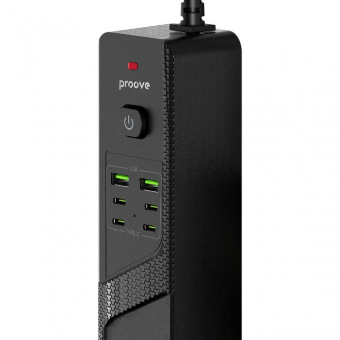 Мережевий фільтр Proove Power Strip P-04C (4 розетки + 2 USB + 4 Type-C) 2М Black (PSPS25002421)