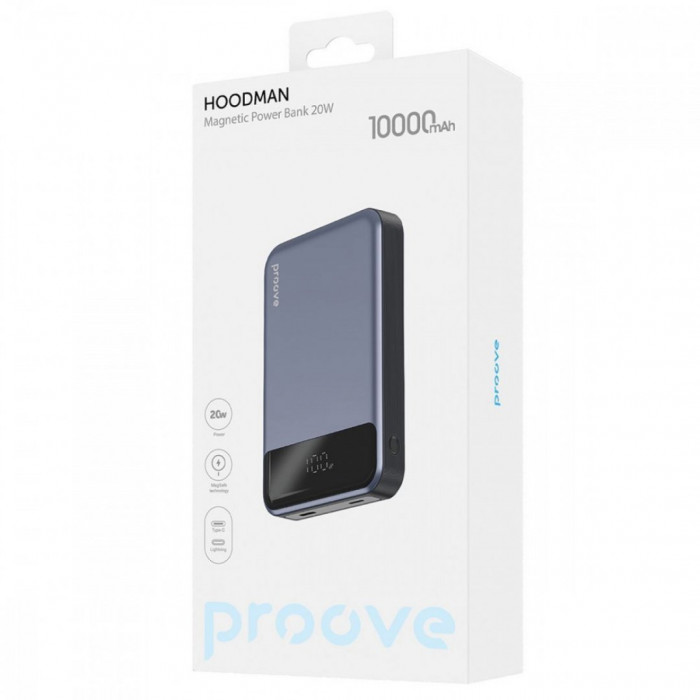 Павербанк Proove Hoodman Magnetic 20W 10000mAh Gray (PBH120010003)