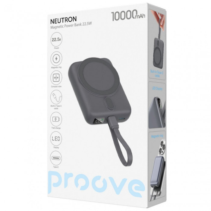 Павербанк Proove Neutron 22.5W 10000mAh Gray (PBNE22022203)