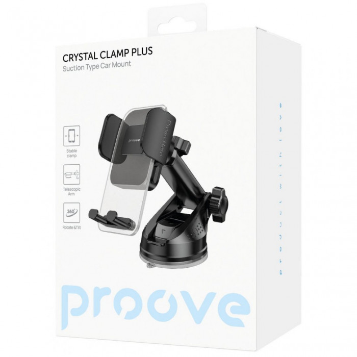 Автомобільний тримач Proove Crystal Clamp Plus Suction Type Car Mount Black (CHCSP0000001)
