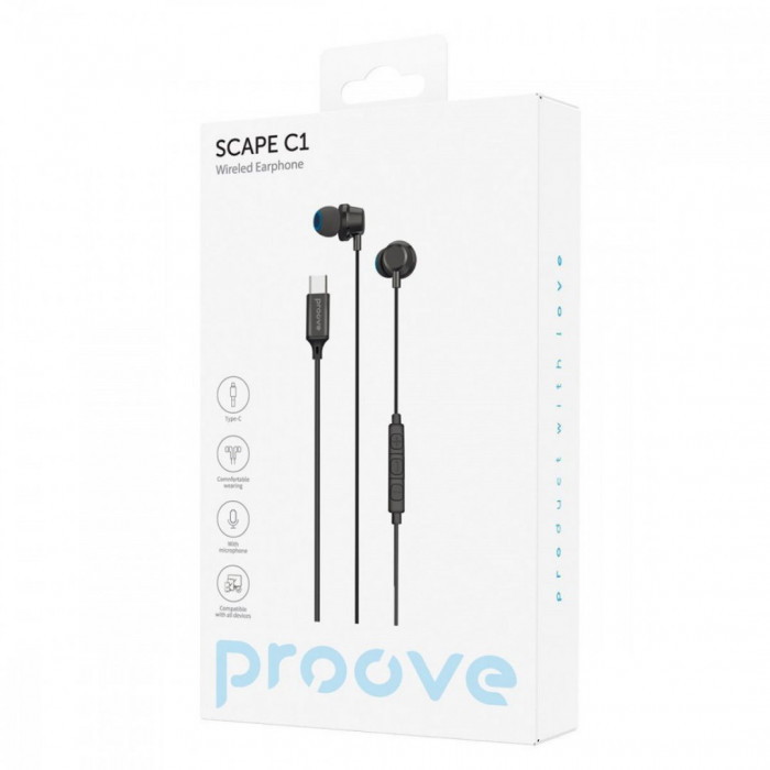 Дротові навушники Proove Scape C1 (Type-C) Black (WESC10000201)