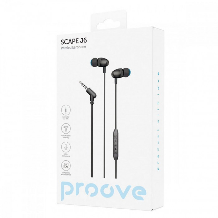 Дротові навушники Proove Scape J6 (3.5mm) Black (WESJ60000801)