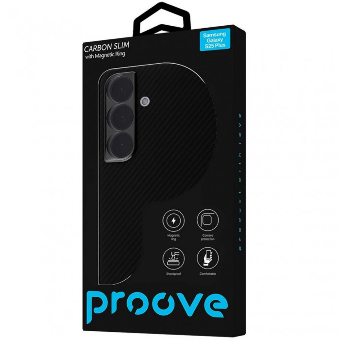 Чохол Proove Carbon Slim with Magnetic Ring для Samsung Galaxy S25 Plus Black (PCCSSGSP2502)