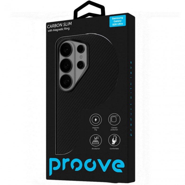 Чохол Proove Carbon Slim with Magnetic Ring для Samsung Galaxy S26 Ultra Black (PCCSSGSU2602)