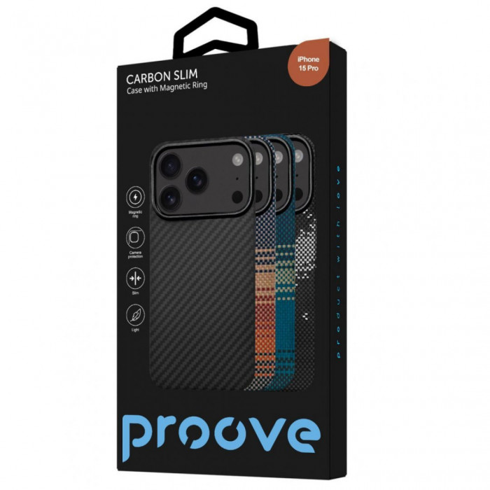 Чохол Proove Carbon Slim with Magnetic Ring для iPhone 15 Pro Nightfall (PCCSIP15P051)