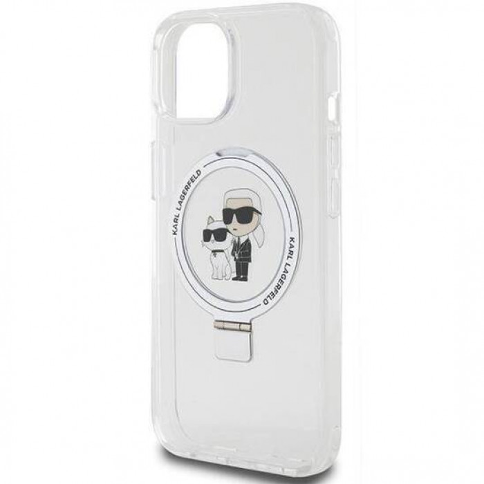 Чохол Karl Lagerfeld Ring Stand Karl & Choupettte для iPhone 15|14|13 White with MagSafe (KLHMP14SHMRSKCH)