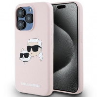 Чохол Karl Lagerfeld Silicone Karl & Choupette Head для iPhone 15 Pro Pink with MagSafe (KLHMP15LSKCHPPLP)