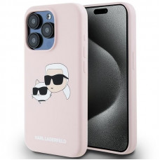 Чехол Karl Lagerfeld Silicone Karl & Choupette Head для iPhone 15 Pro Pink with MagSafe (KLHMP15LSKCHPPLP)