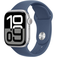 Смарт-годинник Apple Watch Series 10 GPS 46mm Silver Aluminium Case with Denim Sport Band - S/M (MWWL3QH/A)