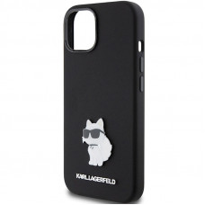 Чохол Karl Lagerfeld Silicone Choupette Metal Pin для iPhone 15 Pro Black (KLHCP15LSMHCNPK)
