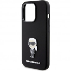 Чохол Karl Lagerfeld Silicone Ikonik Metal Pin для iPhone 15 Pro Black (KLHCP15LSMHKNPK)