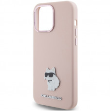 Чохол Karl Lagerfeld Silicone Choupette Metal Pin для iPhone 15|14|13 Pink (KLHCP15SSMHCNPP)