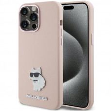 Чехол Karl Lagerfeld Silicone Choupette Metal Pin для iPhone 15|14|13 Pink (KLHCP15SSMHCNPP)