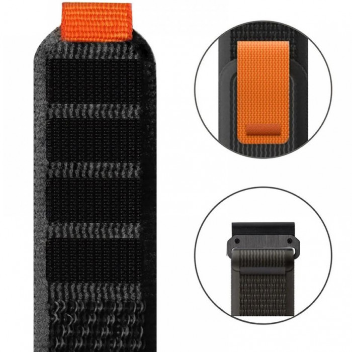 Ремінець Tech-Protect Nylon для Garmin Fenix 3 | 5X | 3HR | 5X Plus | 6X | 6X Pro | 7X Black Orange (9319456606805)