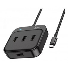 Type-C HUB Hoco HB31 4 in 1 Type-C to 4x USB3.0 0.2m Black