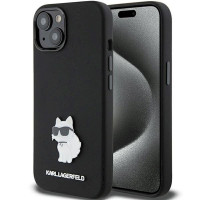Чехол Karl Lagerfeld Silicone Choupette Metal Pin для iPhone 15|14|13 Black (KLHCP15SSMHCNPK)