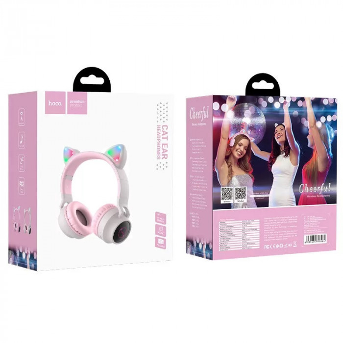 Наушники накладные Hoco W27 Cat Ear Wireless Headphones Gray