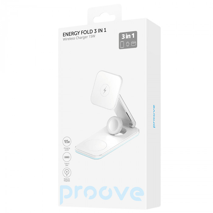 Бездротовий зарядний пристрій Proove Energy Fold 3 in 1 White (WSEF15010002)