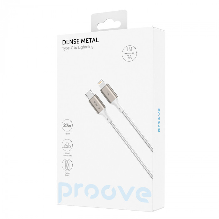 Кабель Proove Dense Metal Type-C to Lightning 27W (1m) White (CCDM27002102)