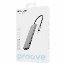 Type-C HUB Proove Iron Link 7in1 2USB+SD/TF+2USB-C+HDMI (HBIL00222004)