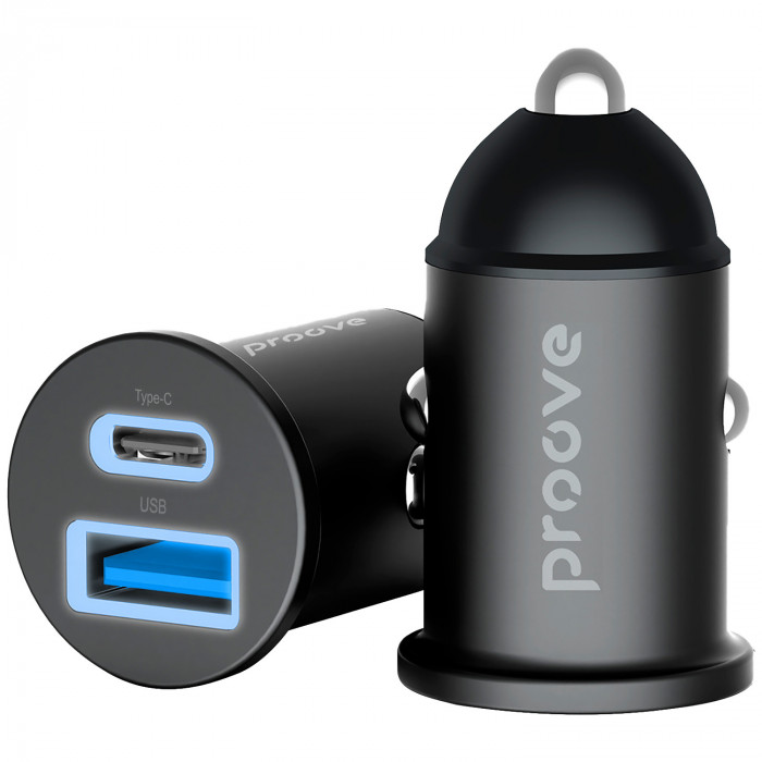 Автомобильное зарядное устройство Proove Tiny Power 30W USB + Type-C