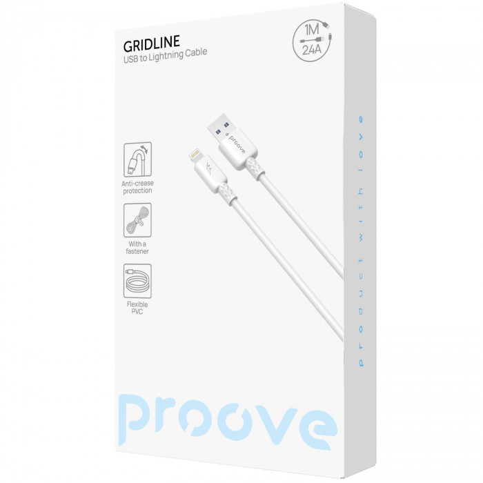 Кабель Proove GridLine Lightning 2.4A (1m) White (CCGL12001102)