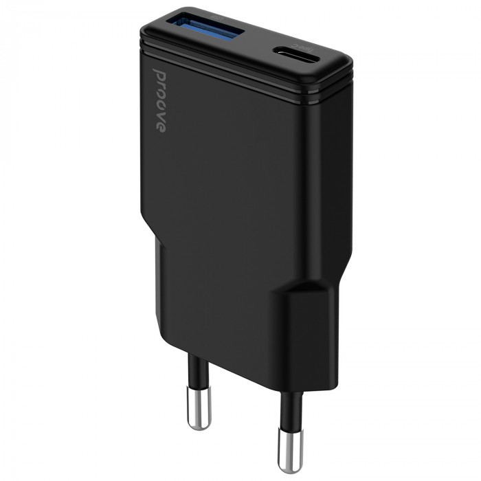 Сетевое зарядное устройство для Proove Slender 30W Type-C+USB Black (WCSL30110001)