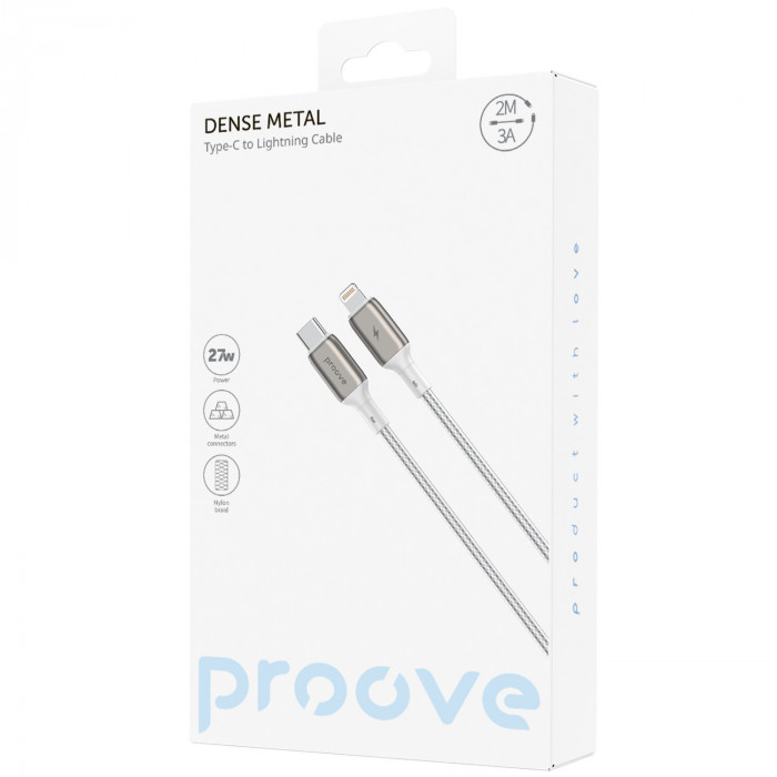 Кабель Proove Dense Metal Type-C to Lightning 27W (2m) White (CCDM27002122)