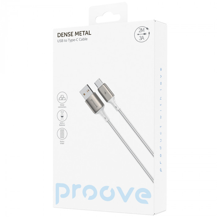 Кабель Proove Dense Metal Type-C 2.4A (2m) White (CCDM20001222)