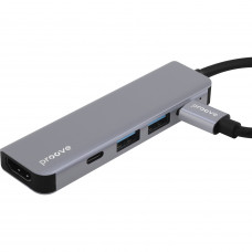 Type-C хаб Proove Arc Link 5 in 1 (2 Type-C 3.0 + 2 USB 3.0 + HDMI) Silver (HBAL00010604)