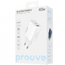 Мережевий зарядний пристрій Proove Silicone Power 2 45W (Type-C+USB) White (WCSP24110002)