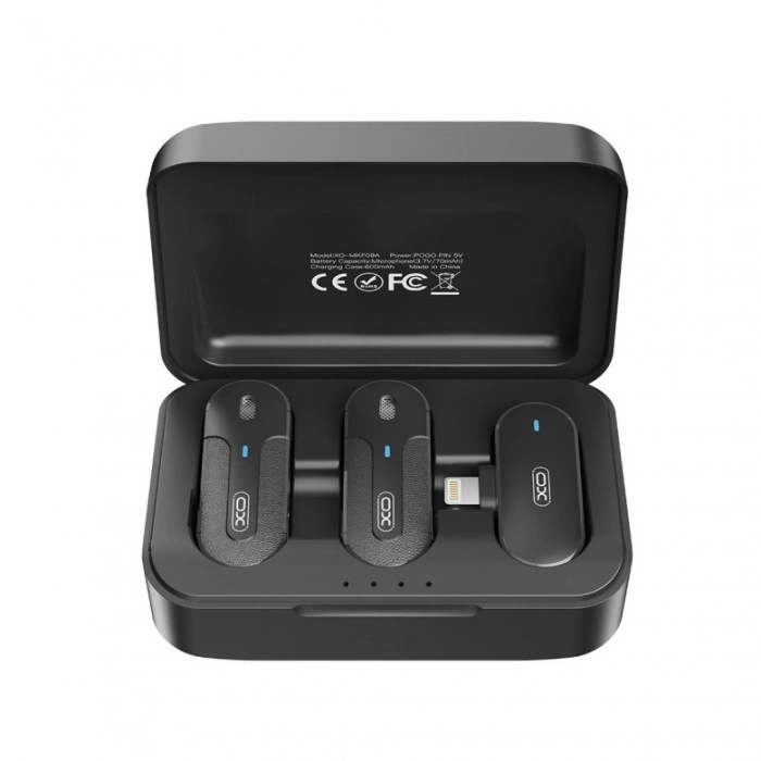 Петличный микрофон беспроводной XO MKF09B Lightning 1 to 2 с зарядным кейсом