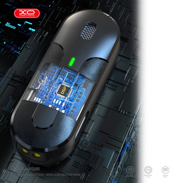 Петличный микрофон беспроводной XO MKF09B Lightning 1 to 2 с зарядным кейсом