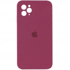 Силиконовая накладка Silicone Case Square iPhone 11 Pro Max Maroon